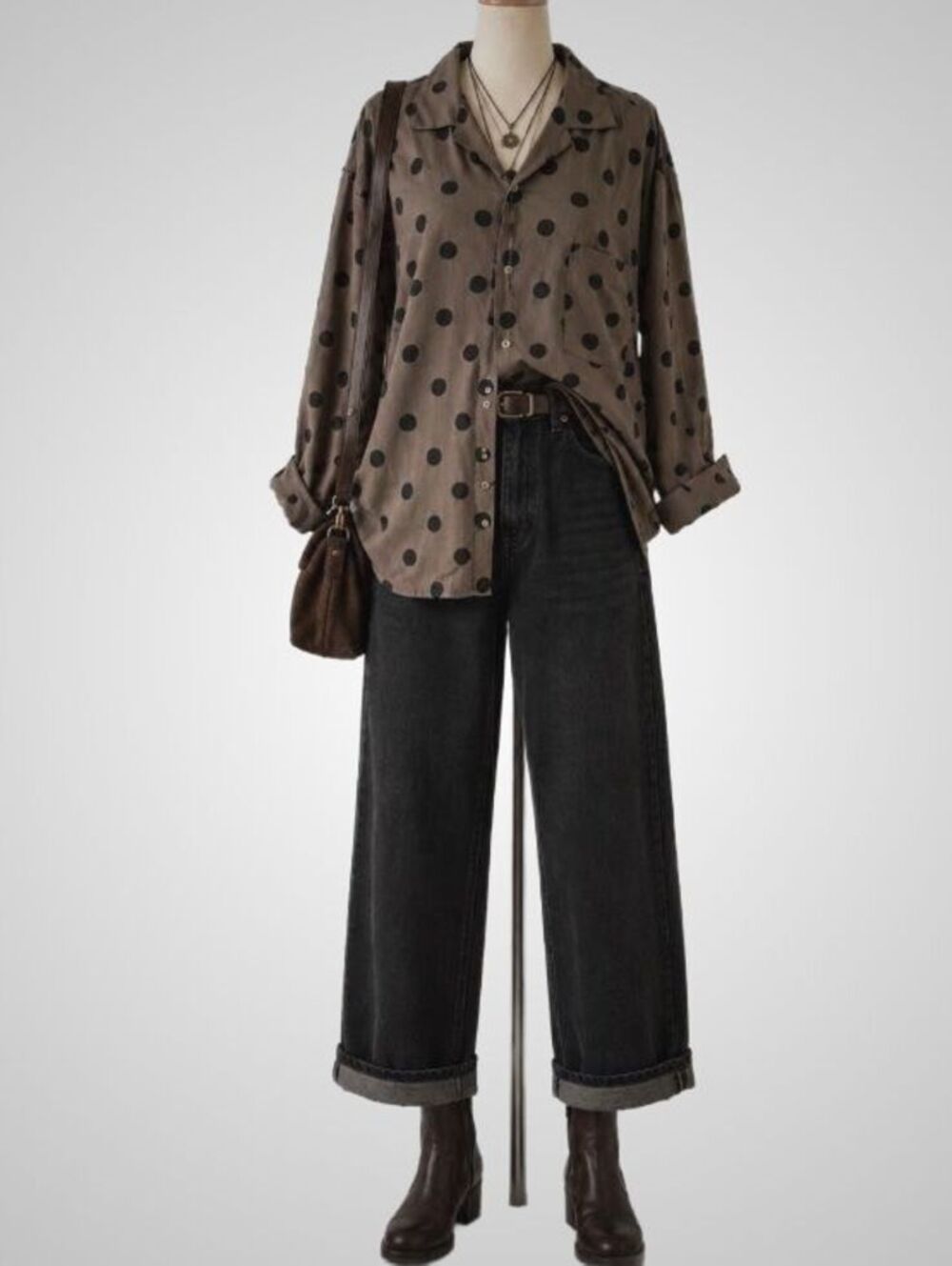 Vintage 90's EQUIPMENT Brown Polka Dot indie Casual Office Boyfriend Fit Sz S/M